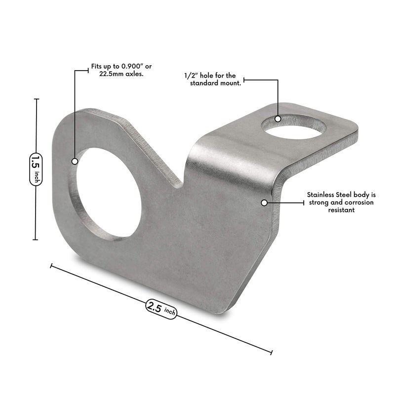 Dog River Tools Safety Flag Whip Rear Axle Mounting Bracket â€“ Motorcycle, Dirt Bike, Motocross, Off-Road, Dune Flag, 22.5mm Mounting Diameter - Stainless - Image 4